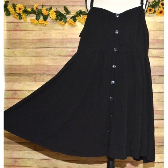 Torrid Black Sleeveless V-Neck Button Front Dress Plus Size 5X Smocked Back - Picture 4 of 10